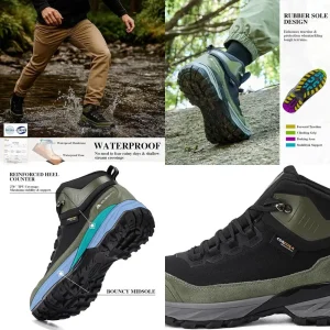 Queday Mens Waterproof Hiking Boots Lightweight