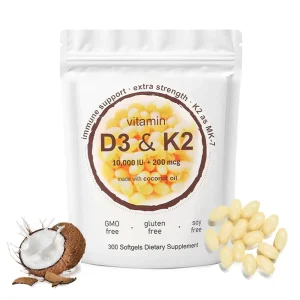 D3 K2 Softgel Supplement with Coconut Oil -