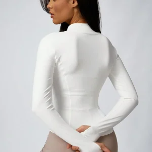 Women's Solid Color Zipper Turtleneck Sports Jacket